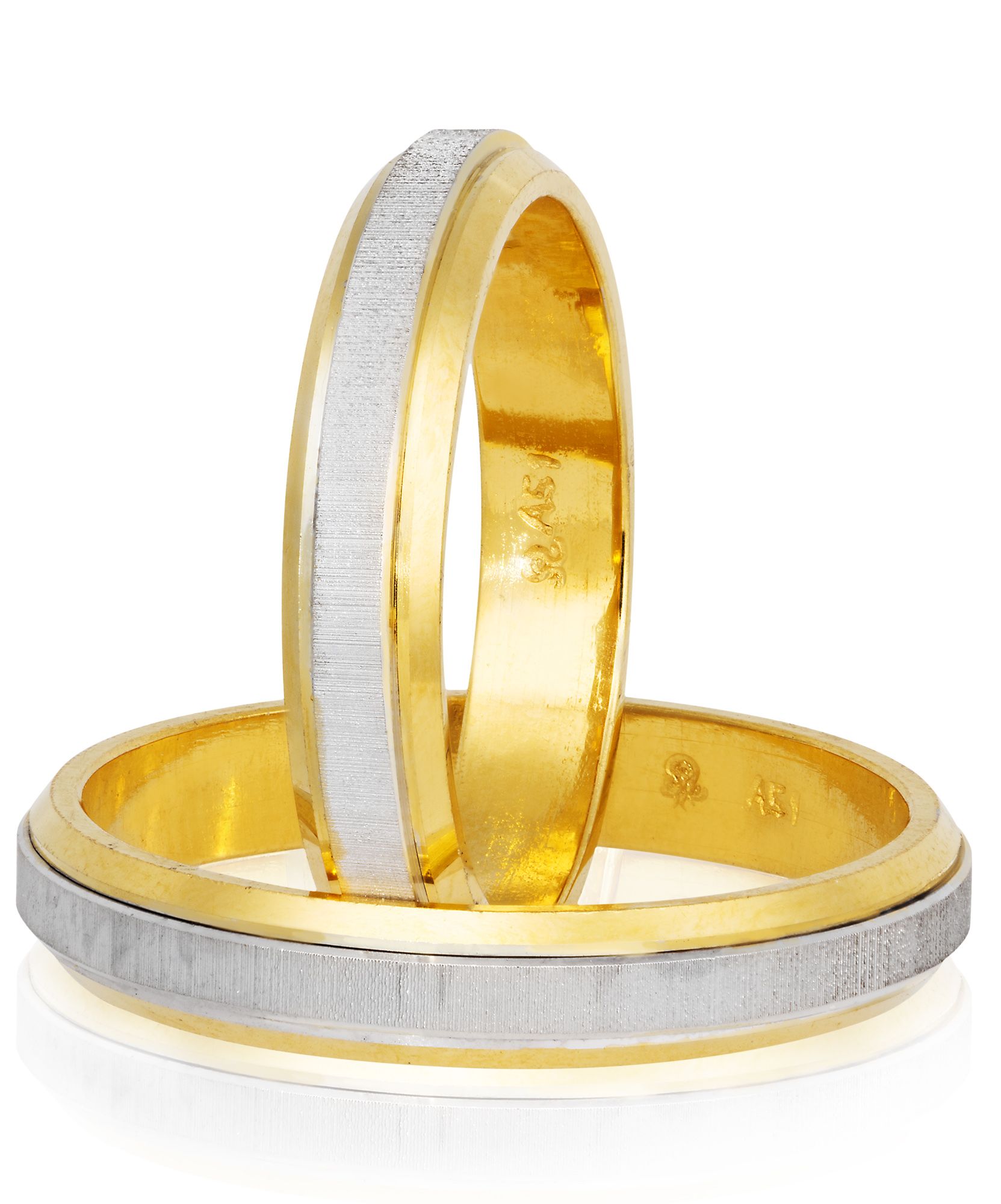 White gold & gold wedding rings 4mm (code S75)